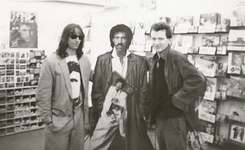 cb_peter_buck_lional_richie Chris with Peter Buck and Lional Richie, Toronto, 1986, photo by Howard Druckman
