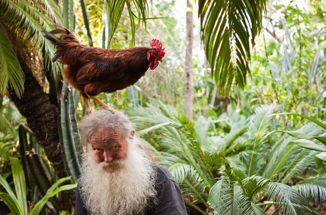 Tim Dundon, Compost Wizard, and His Rooster